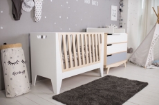 Ліжечко-трансформер Indigowood Scandic 120х60 wood / white (з додатковим бортиком)